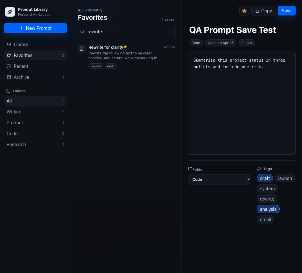 mePromptLibrary search and filtered prompts screen